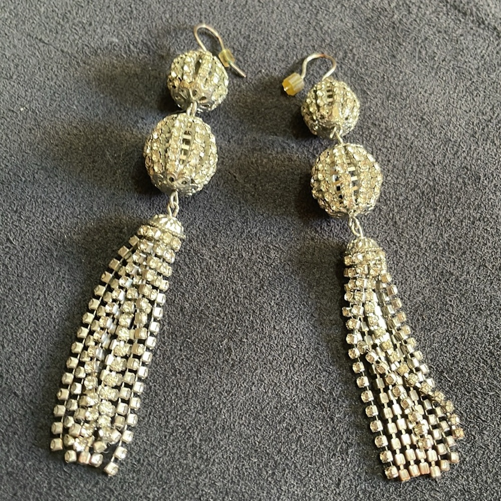 Rhinestone Ball Drop Statement Earrings - image 2